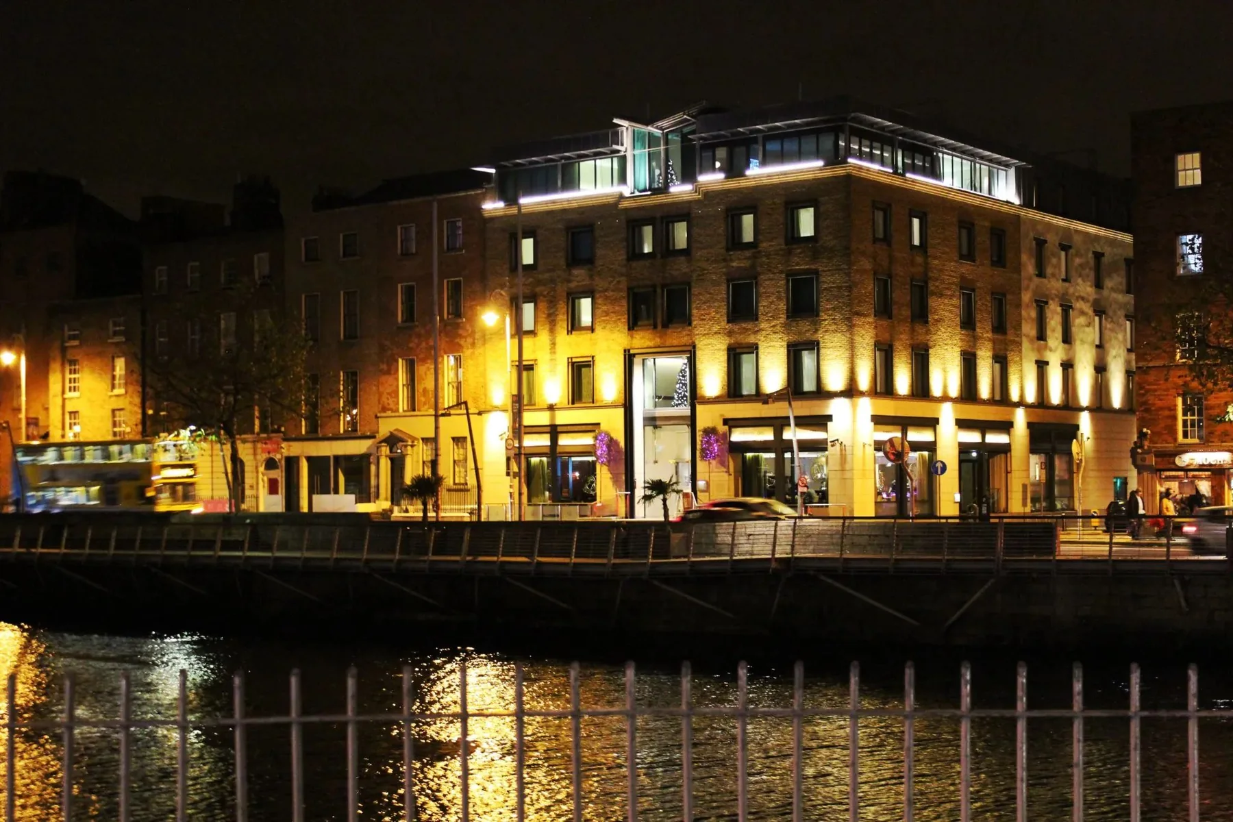 Morrison Dublin exterior illuminated at night